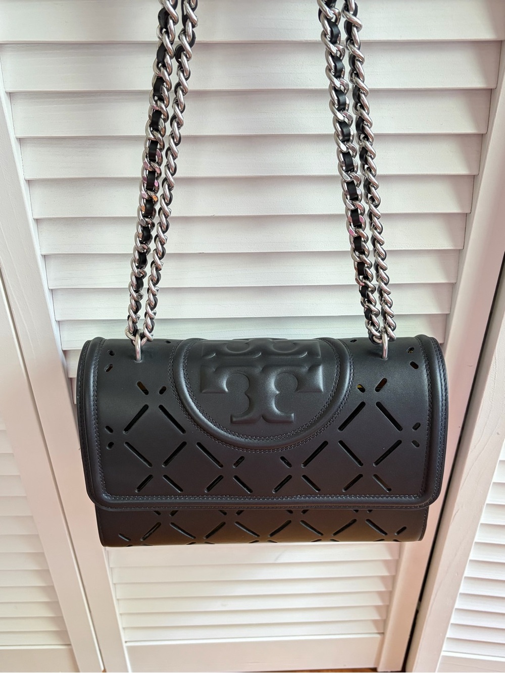 Tory Burch Fleming Perforated Leather Convertible Shoulder Bag - Picture 3 of 9